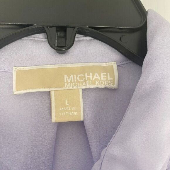 Michael Kors Half Zip Women's Lavender Roll sleeve Blouse Pockets Size L Used - Picture 7 of 16
